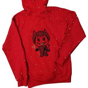 Pearl Studs Little Devil Unisex Red Hoodie